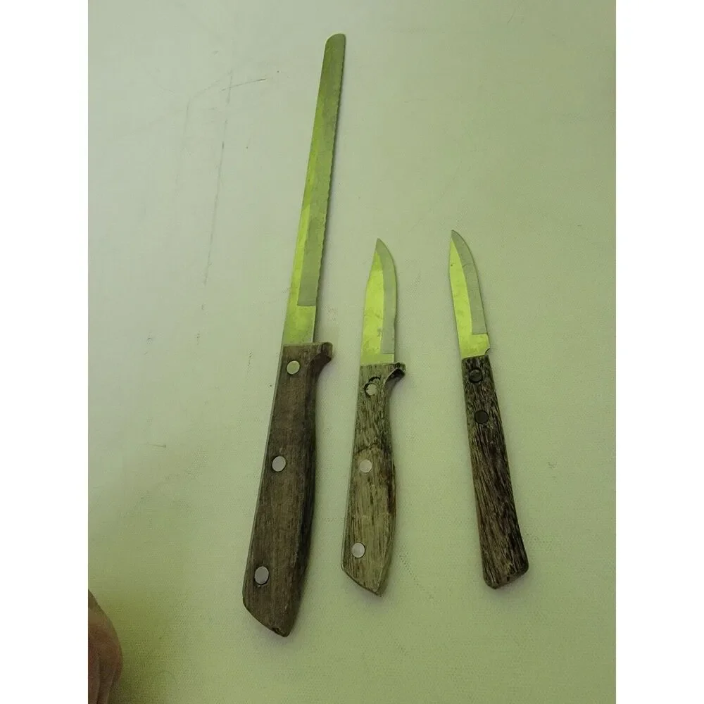 Lot Of 3 Kitchen Knives 1 Hanford Forge And 2‎ WM Roger's Stainless Japan